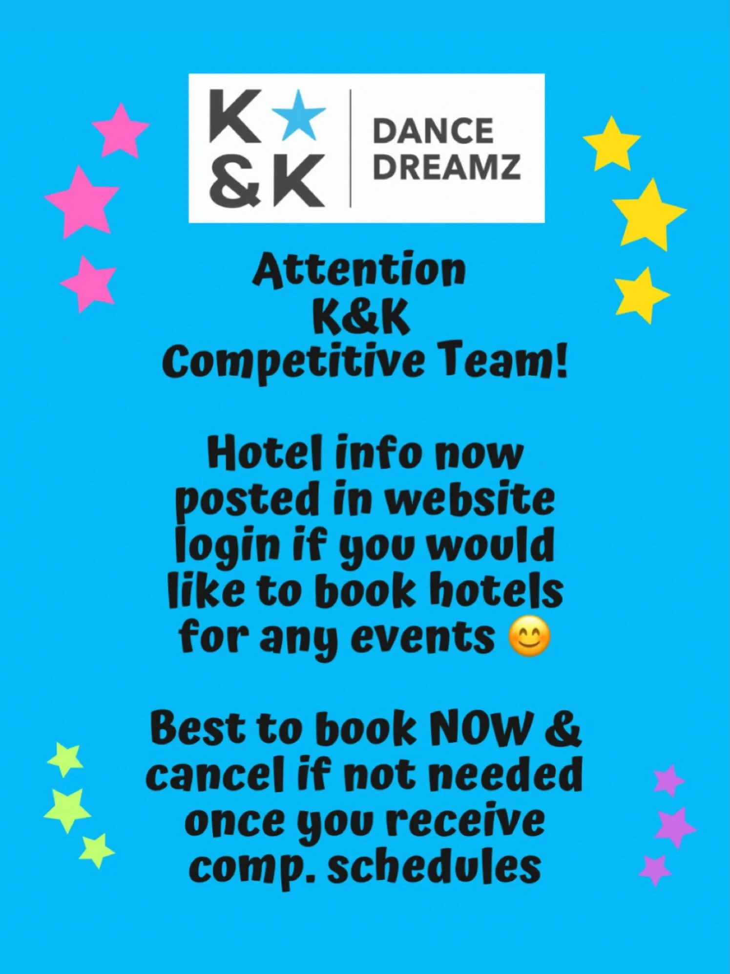 Attention K&amp;K Competitive Team!  Hotel/location info now posted! 🎉🎉🎉 #kandkdancedreamz #competitiveteam #markhamdancestudio