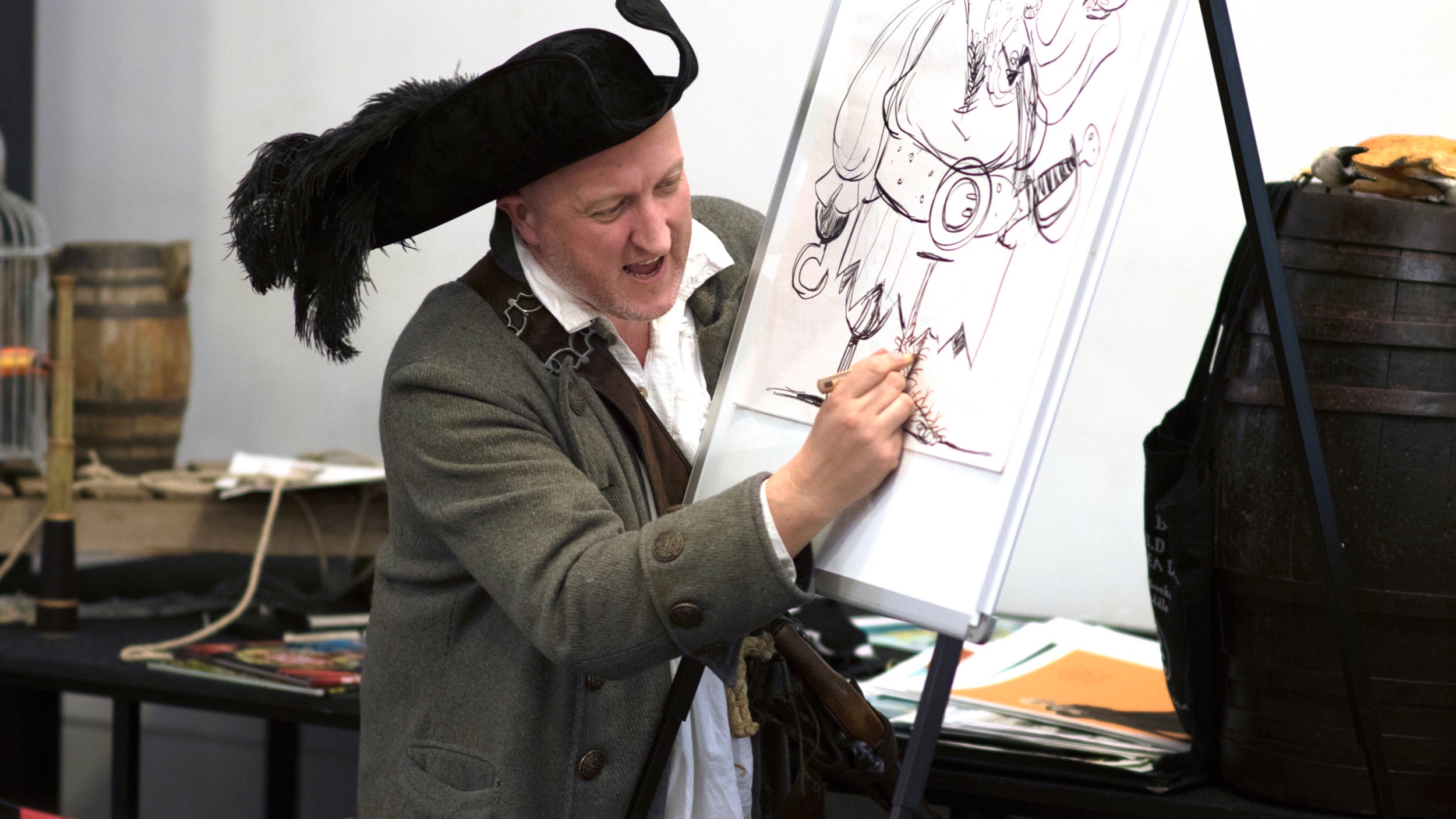 Johnny+Doddle+illustrates+at+Waterstones+The+Pirate+Cruncher.jpg