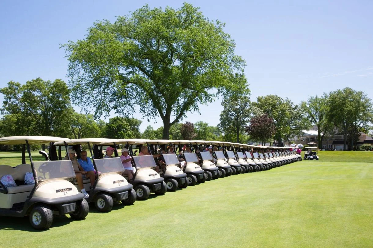 Golf carts wait on the green at the Play for the Cure Golf Outing on June 27, 2016. (Photo courtesy of Sheri Whitko Photography)