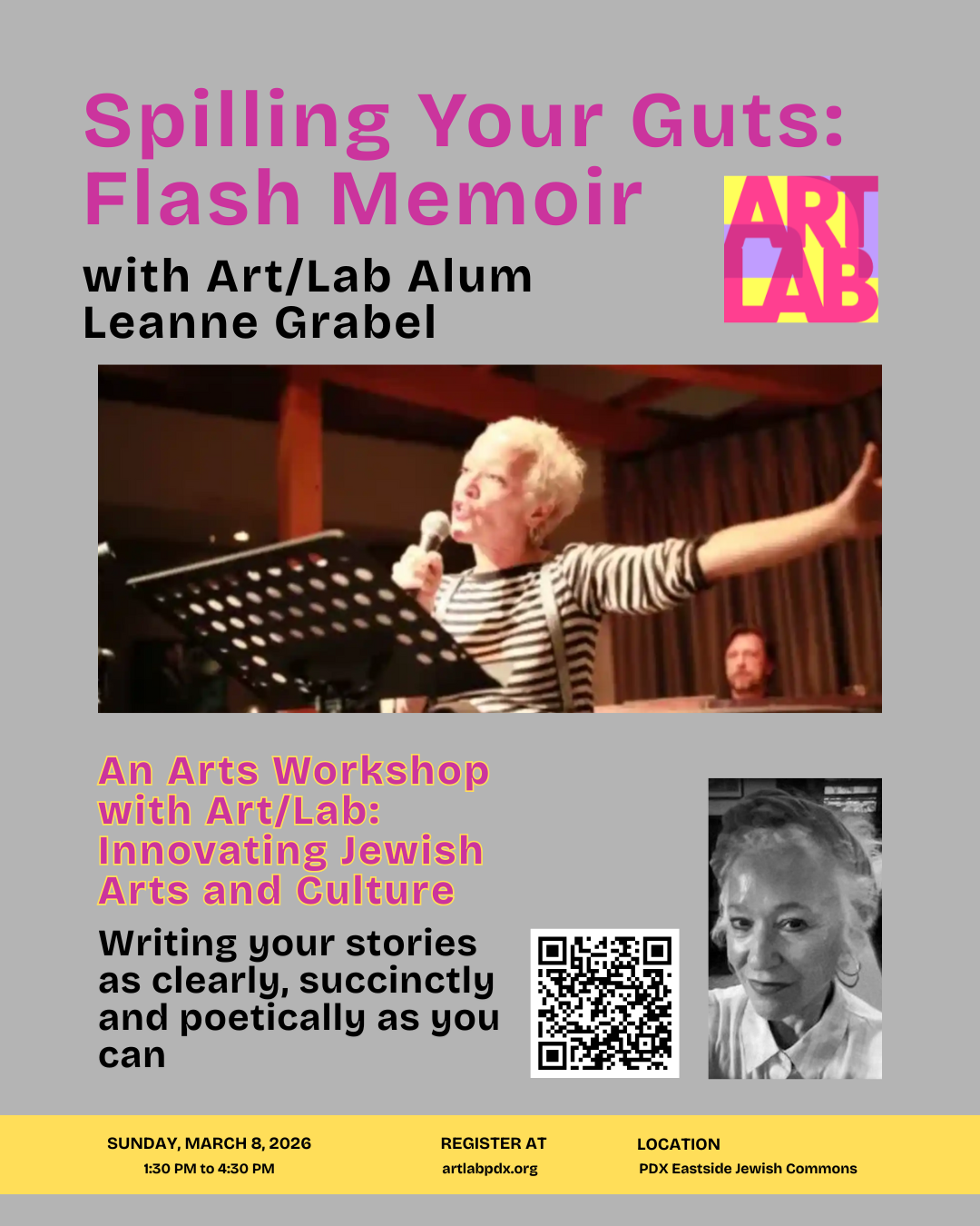 Workshop Title: Spilling Your Guts: Flash Memoir with Leanne Grabel