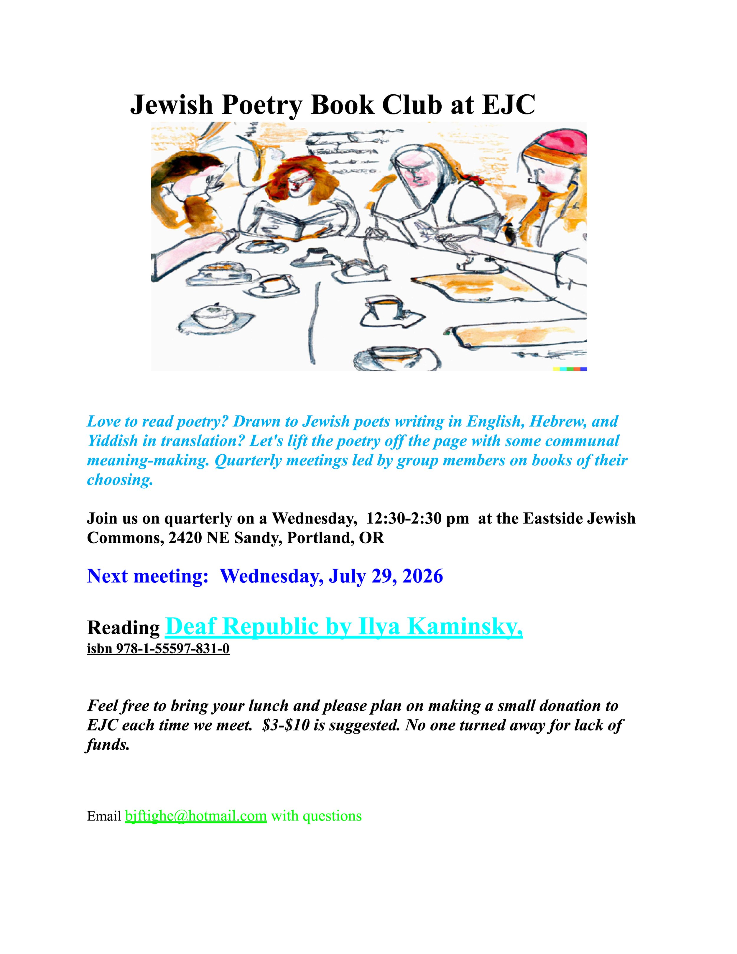 Jewish Poetry Book Club at EJC&nbsp;
