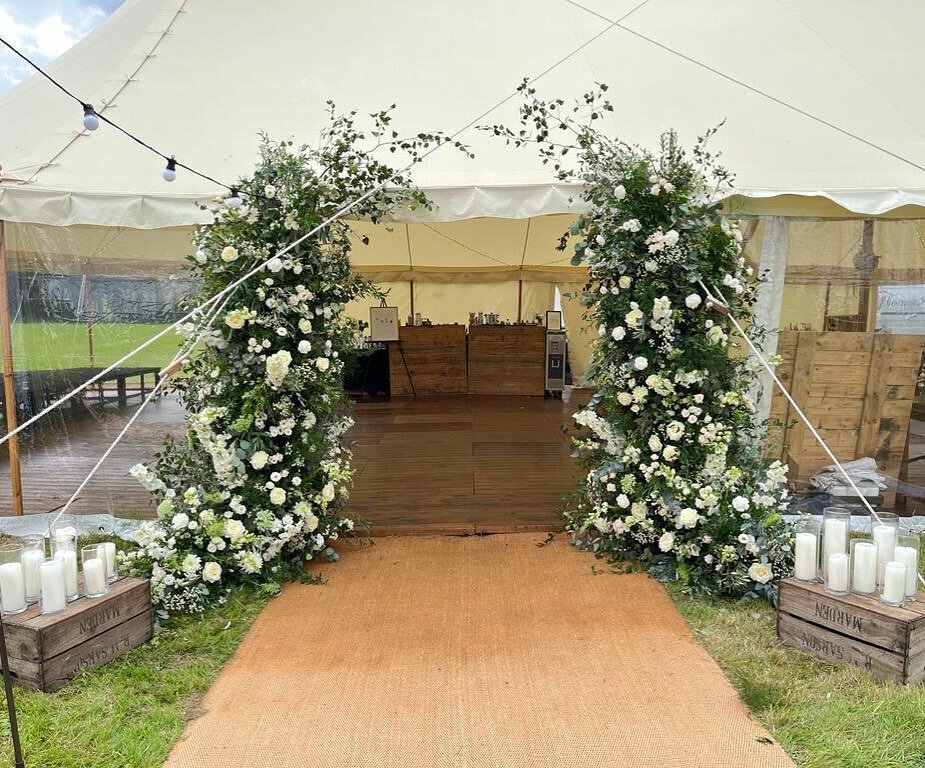 Loved creating this around the entrance to Dom &amp; Millys marquee last weekend in Derby. Whites and greens always so elegant!