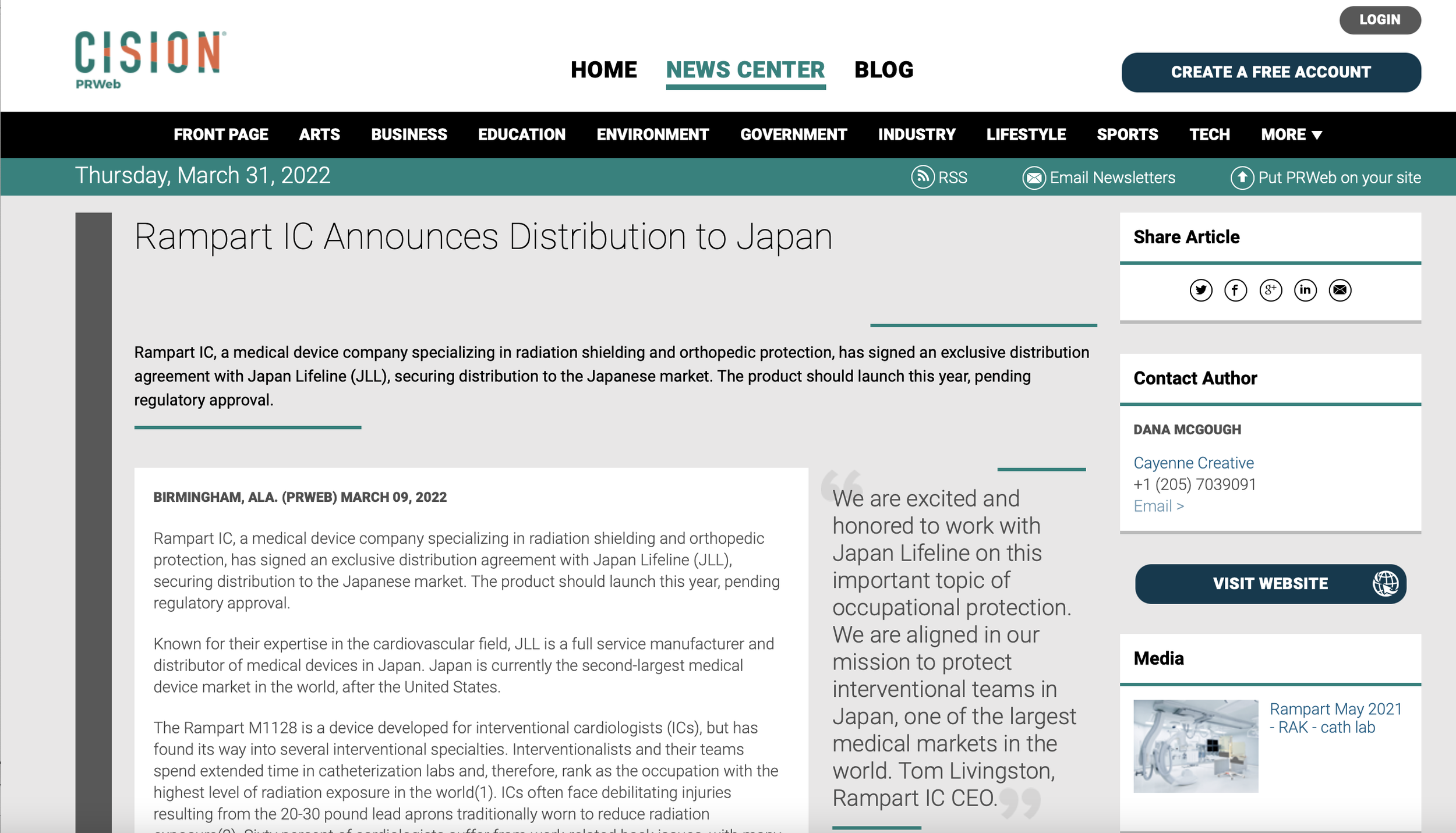 Rampart IC Secures Distribution In Japan