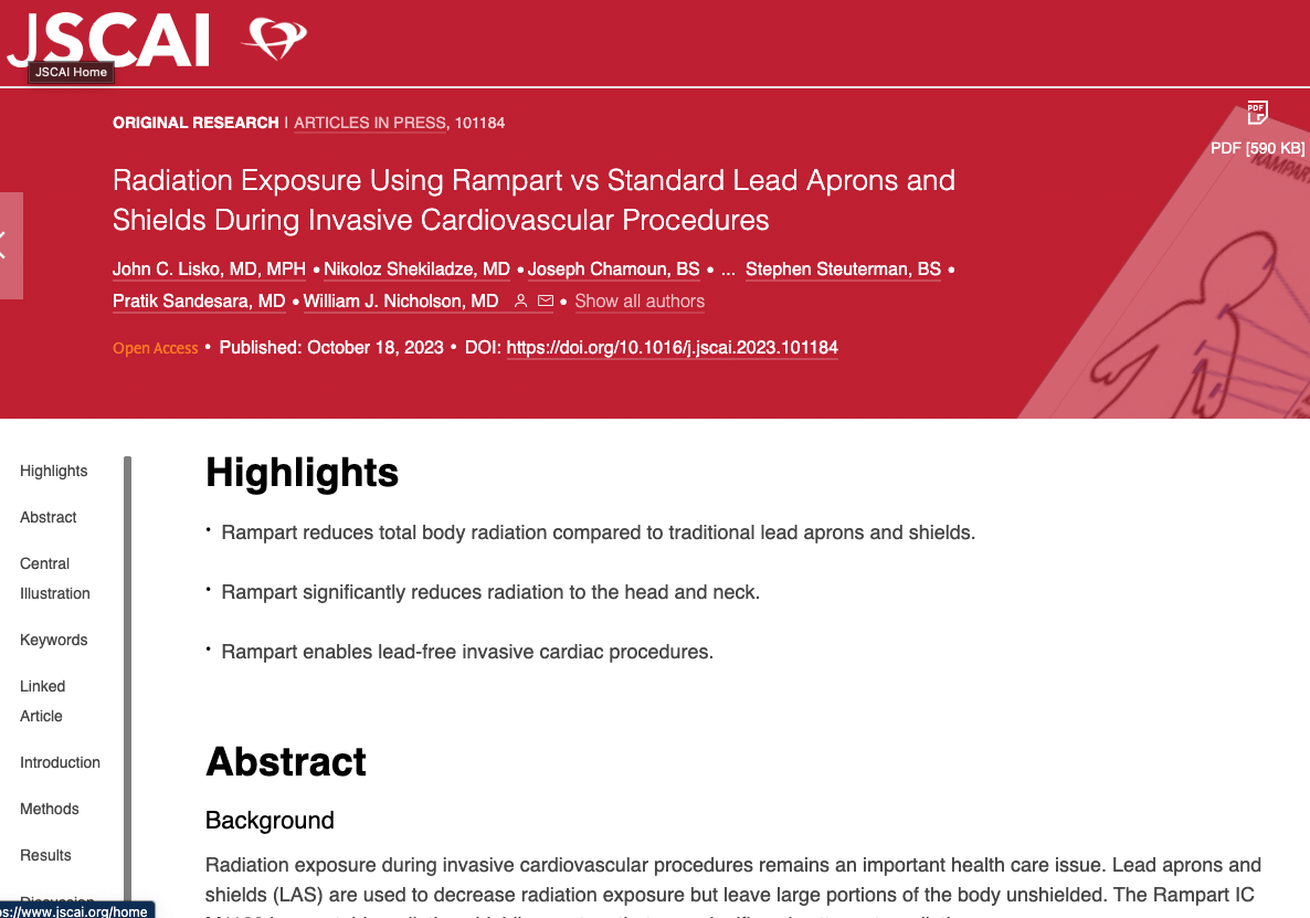 Rampart reduces total body radiation compared to traditional lead aprons and shields, according to Emory research