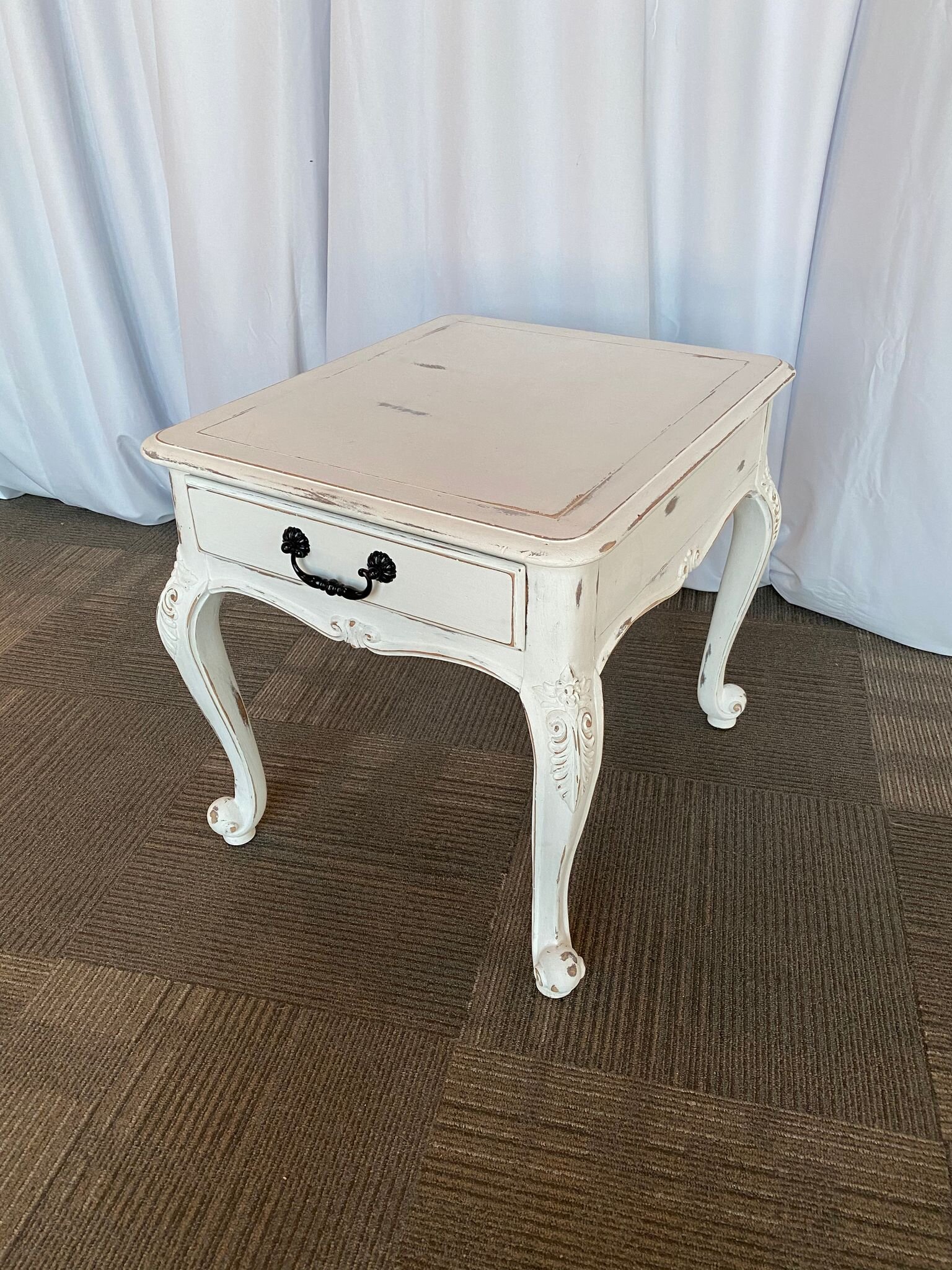 White Vintage End Table