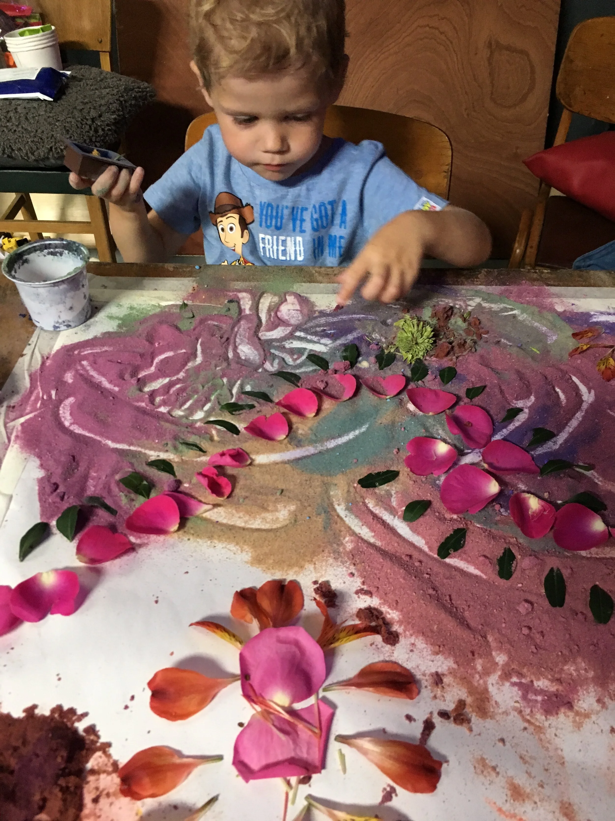  Mandala Making on the barge with Mim 