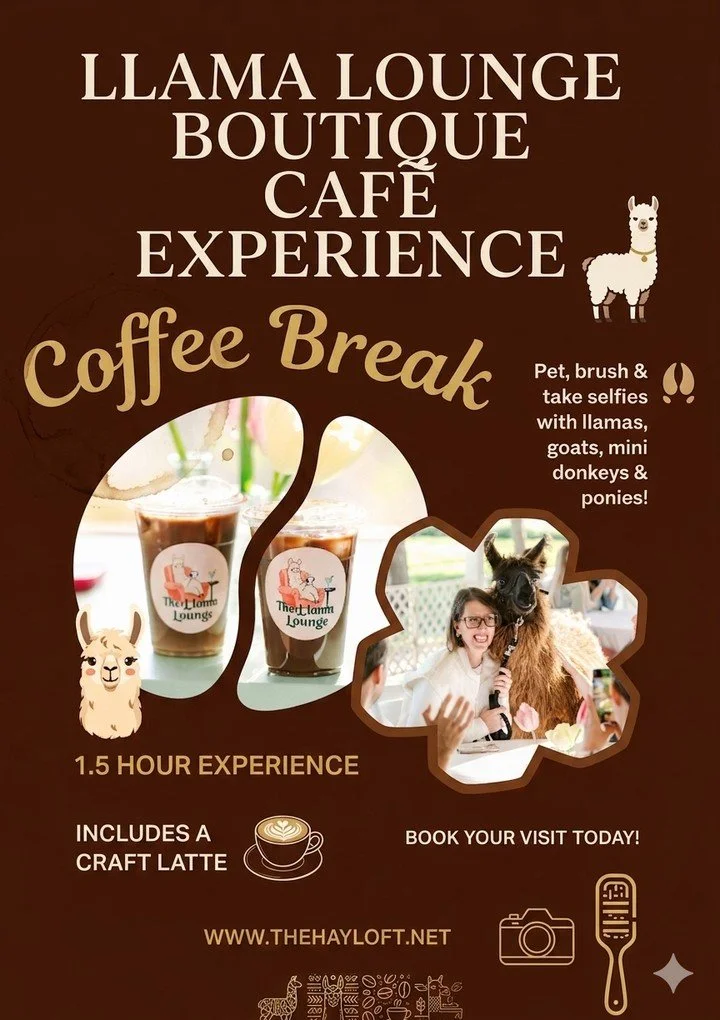 Come for the coffee, stay for the cuddles.

The Llama Lounge offers up close encounters with adorable llamas, goats, mini donkeys &amp; ponies. Also included is a craft latte!

Don't miss out, tickets are on sale now. June 14th, the doors are open to