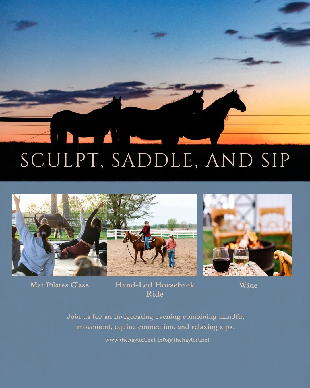 Name a better trio than Pilates, ponies, and Pinot. We&rsquo;ll wait. 🍷🐎 Join us at The Hayloft for a unique 21+ evening out with your besties. Grab your tickets before they sell out!

#twincities #stpaul #minnesota #thehayloftmn #pilatesmn #pilate