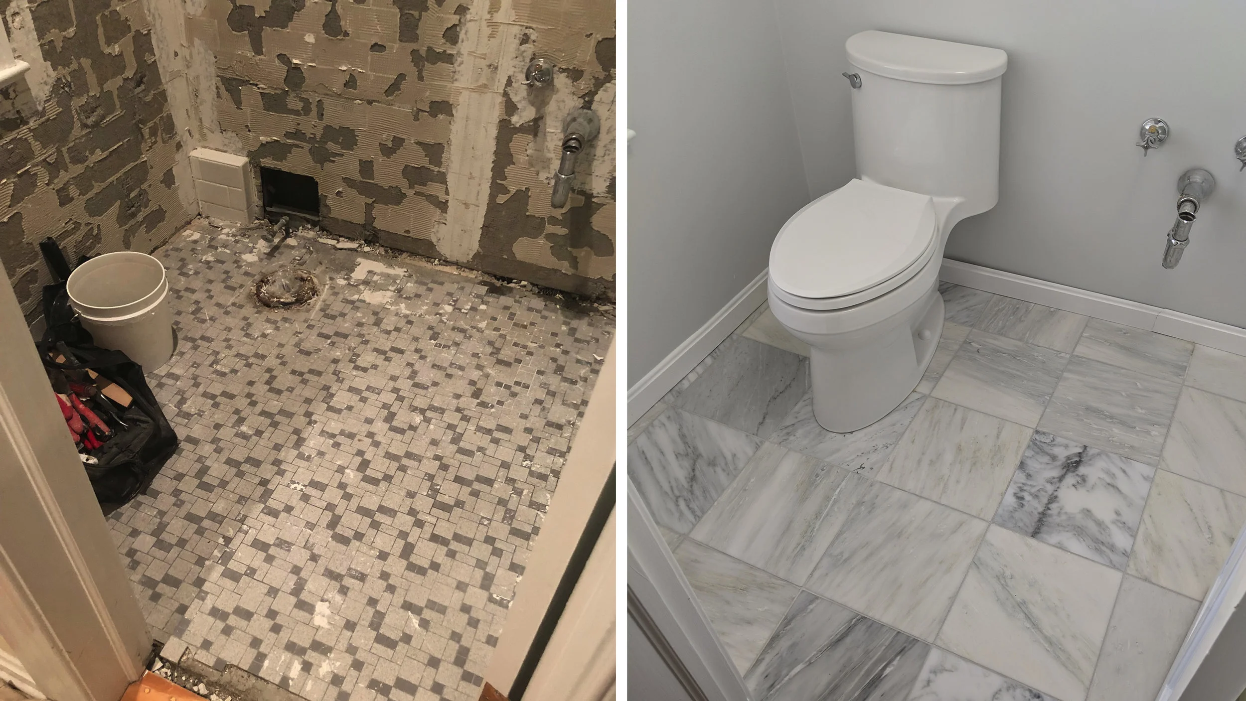Guest bathroom remodel before and after