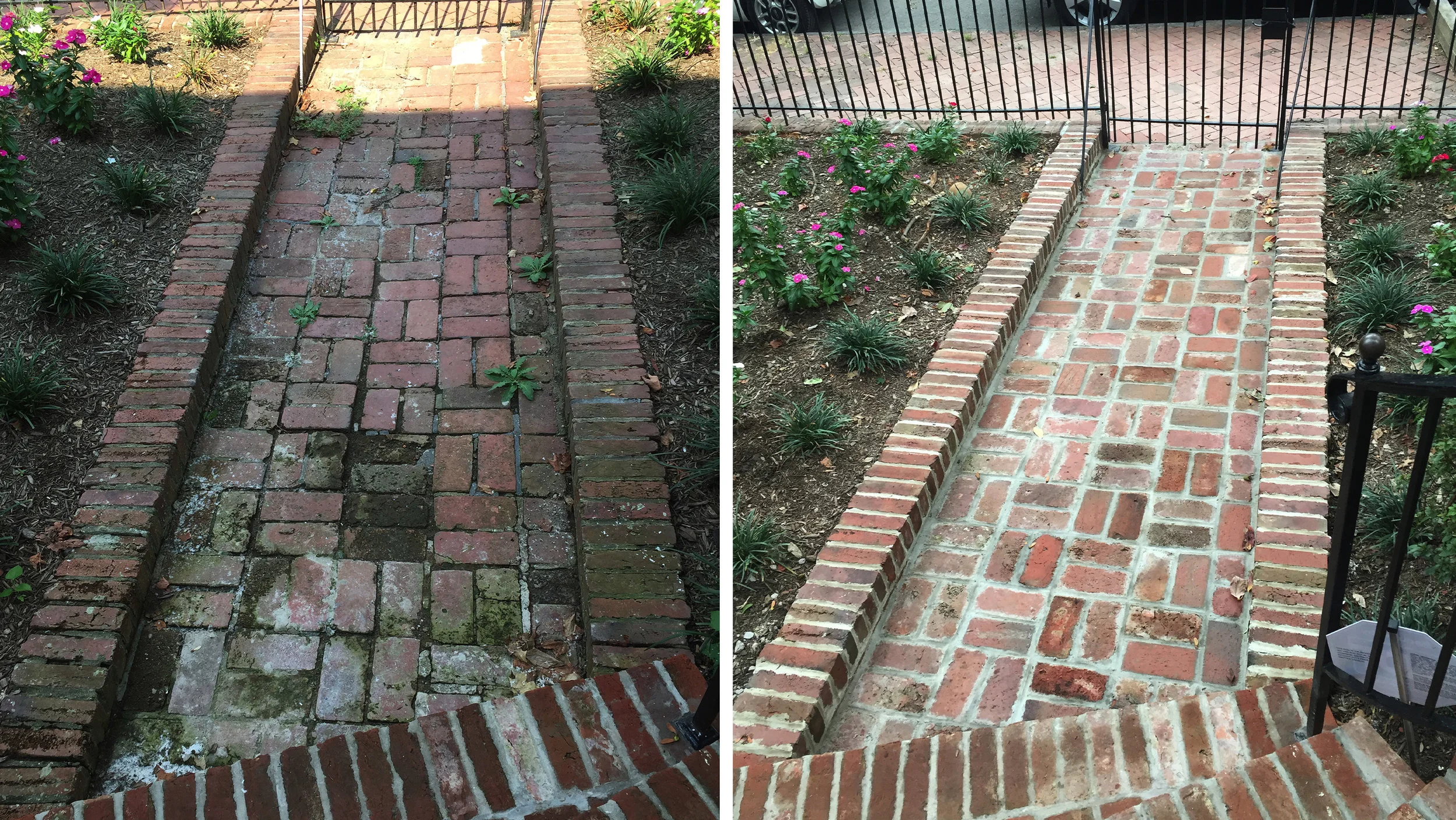 Walkway before and after
