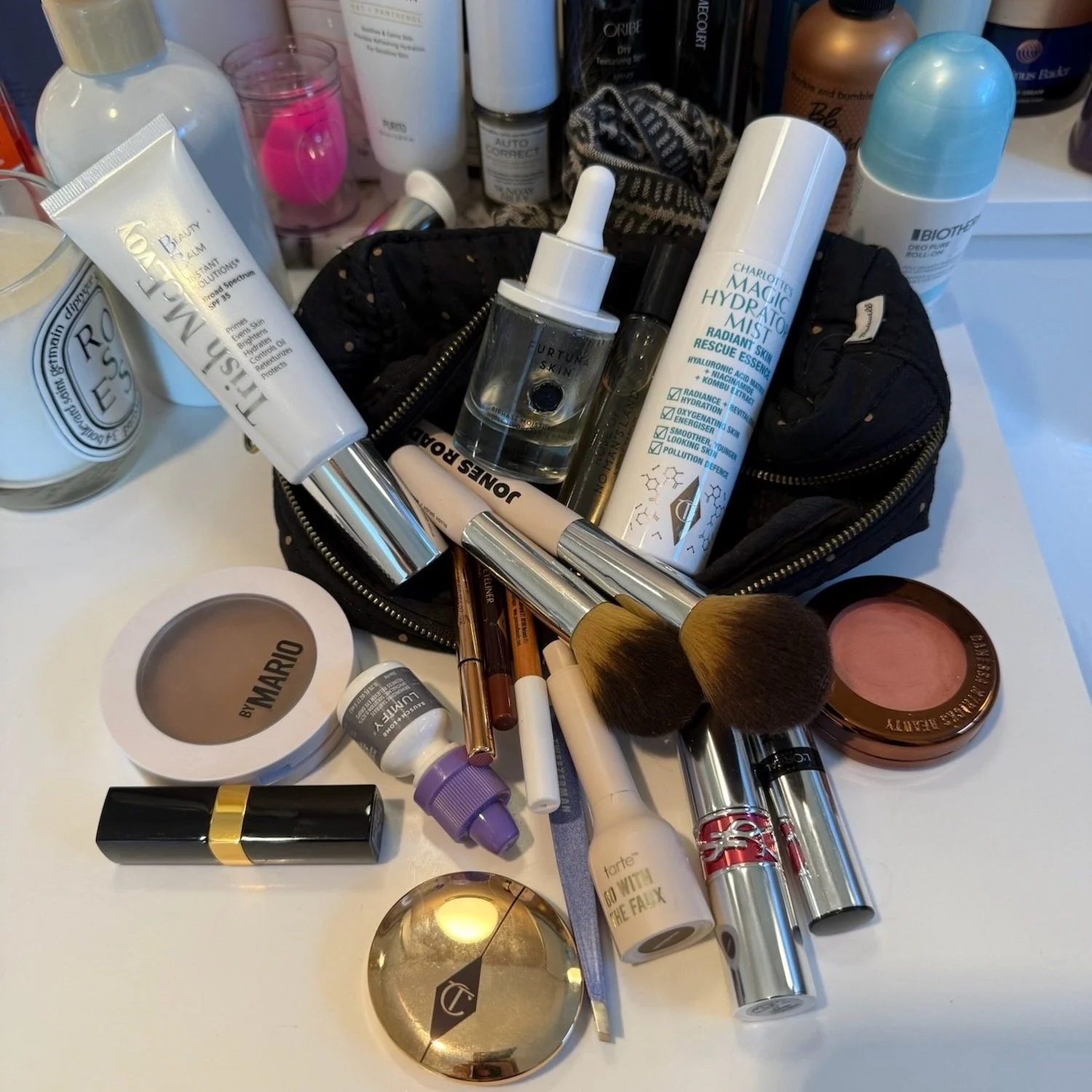 Look Inside My Makeup Bag As A Beauty-Obsessed 48-Year-Old Who Has Zero Time In The Morning And Really Likes To Look Young