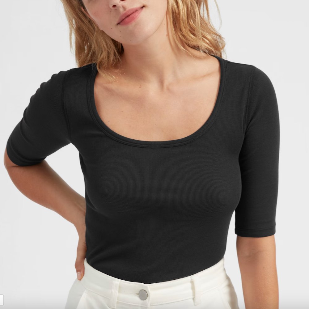 Everlane The Luxe Rib Scoop-Neck Tee