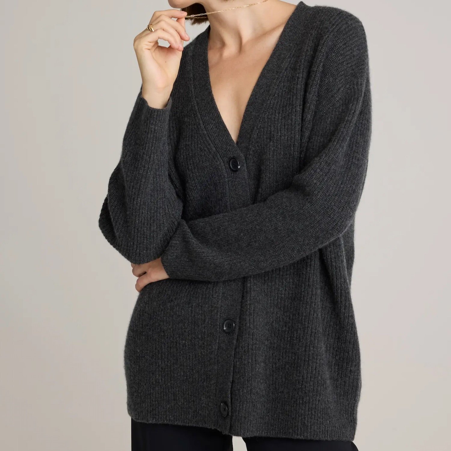 Quince Mongolian Cashmere Oversized Boyfriend Cardigan