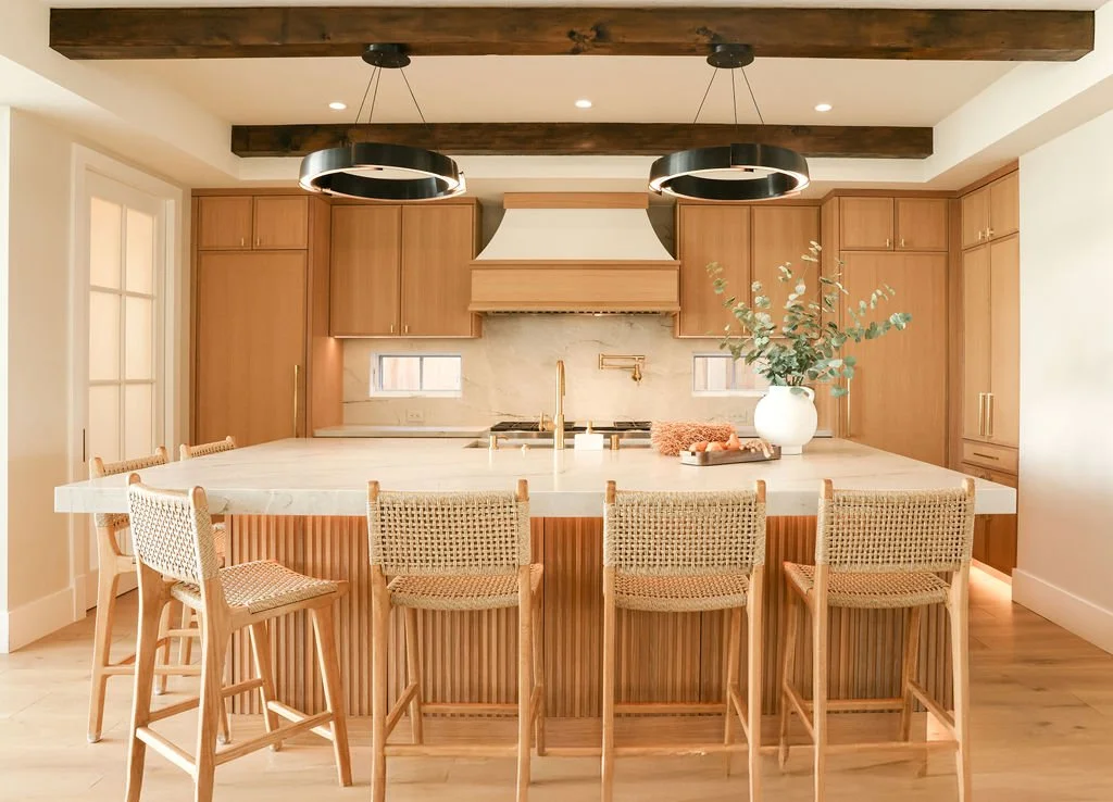 Straight island kitchen shot 