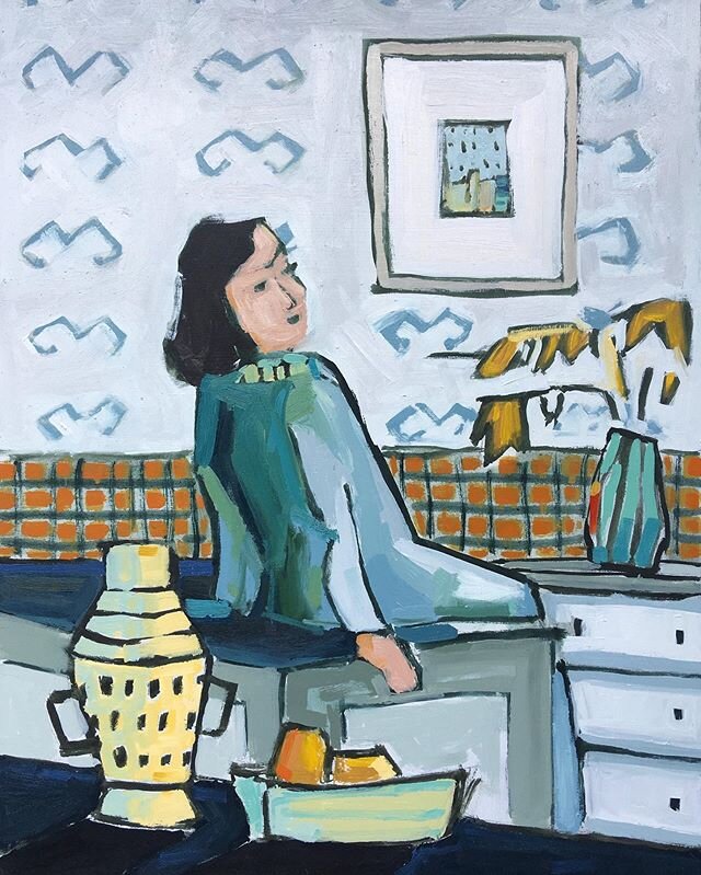 As I was painting this yesterday outside on the patio, a hummingbird flew right up to me. It hovered about 18 inches from my face for a bit and then flew away. I&rsquo;m not sure what it was doing, but maybe it recognized this lady in my painting and