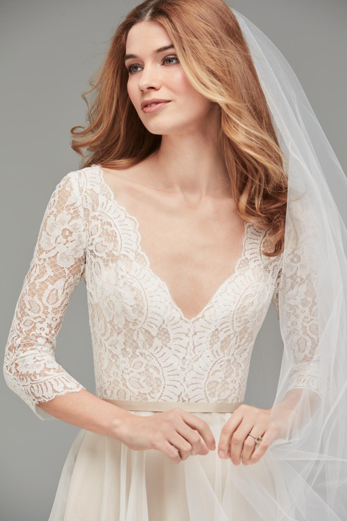 soft lace sheath wedding dress with low back