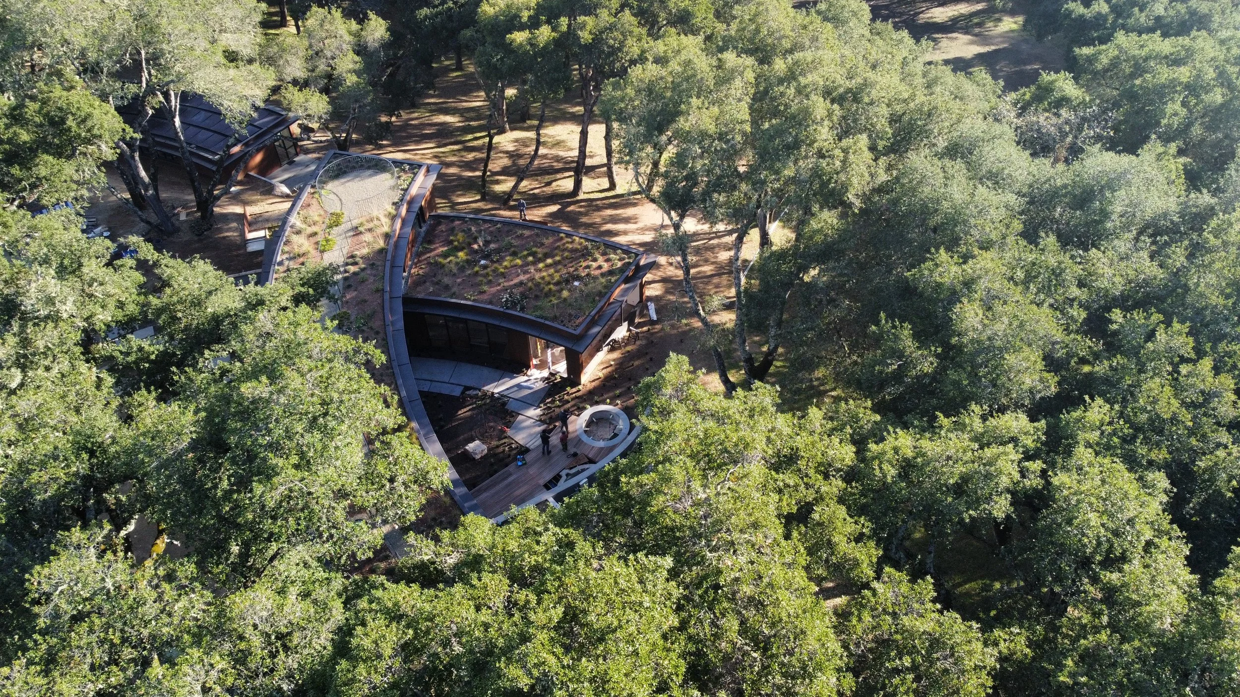 Drone image of living roof at Santa Lucia Preserve