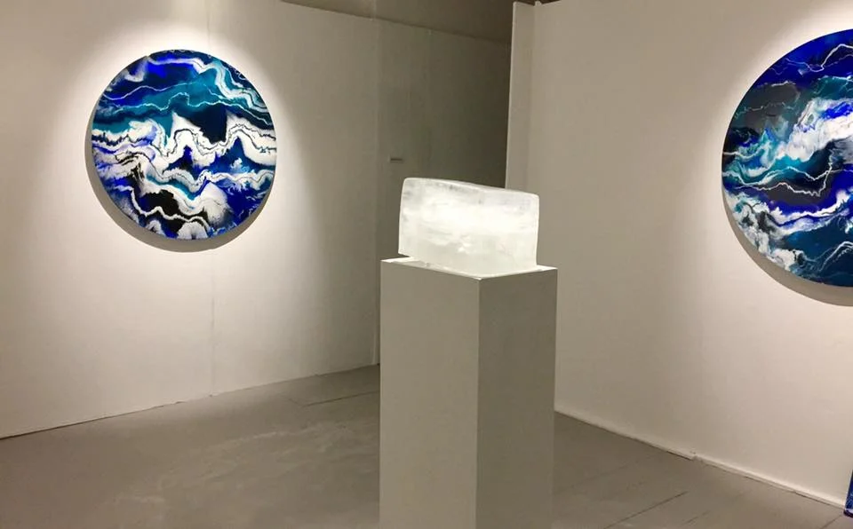 Degree show with ice piece