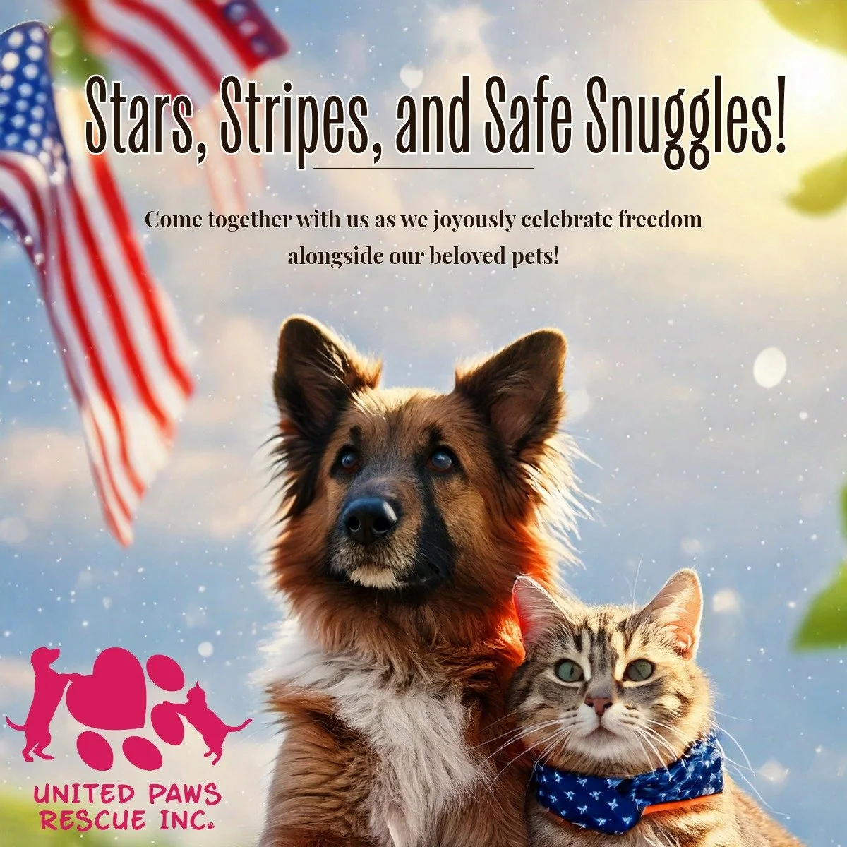 🎉🐾 Happy 4th of July from your favorite fur-tastic patriots! 🐾🎉

We love the BBQ, the backyard naps, and especially the fireworks... just kidding &mdash; those loud boom-booms? Totally NOT our jam. 😱

So here&rsquo;s the deal, humans:
🎆 Keep th