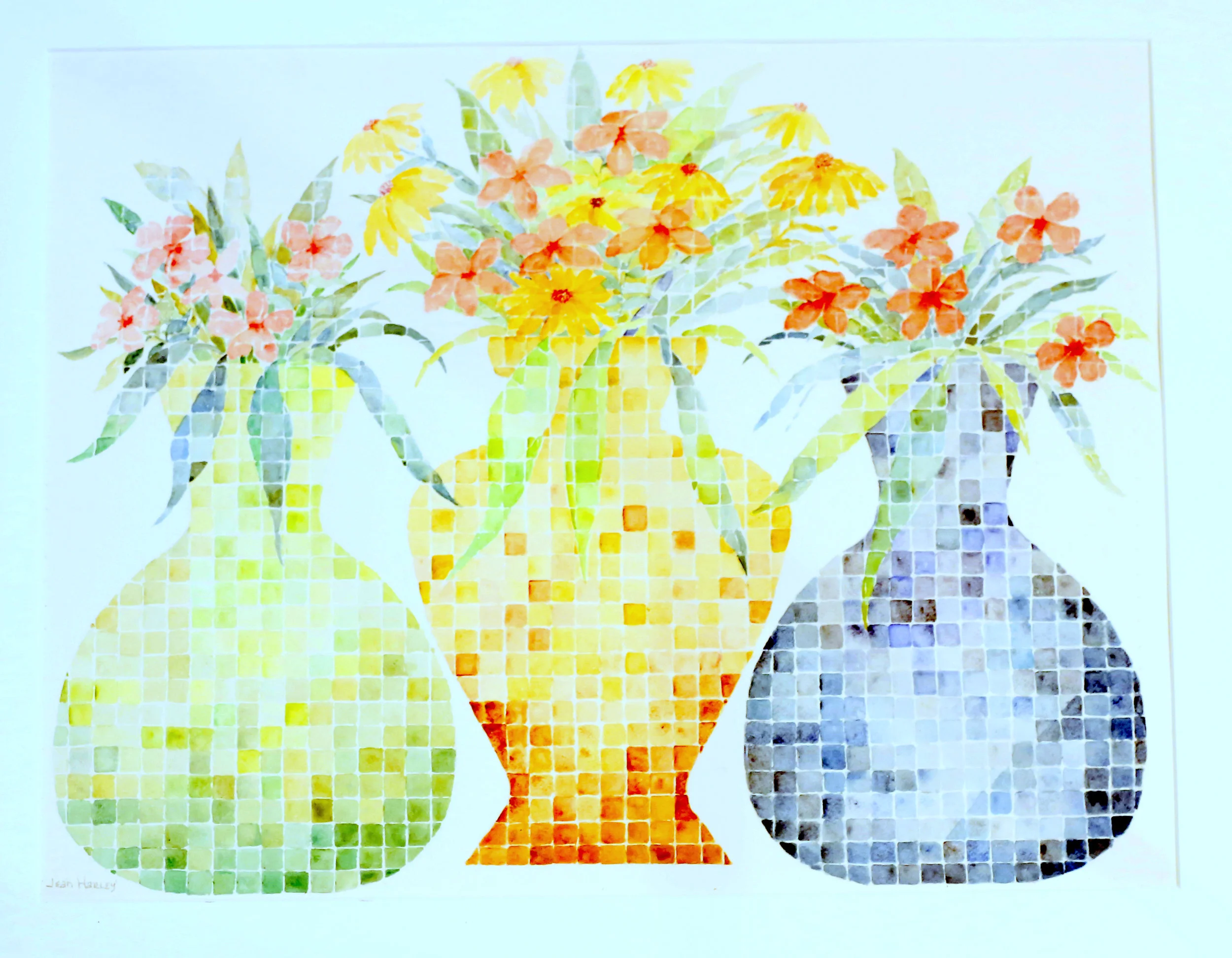 Three Mosaic Vases  23.5 x 18