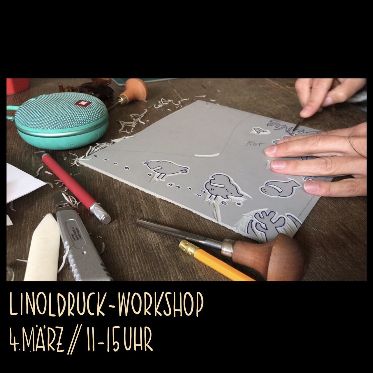Workshop zum Thema Linolschnitt / Linoldruck