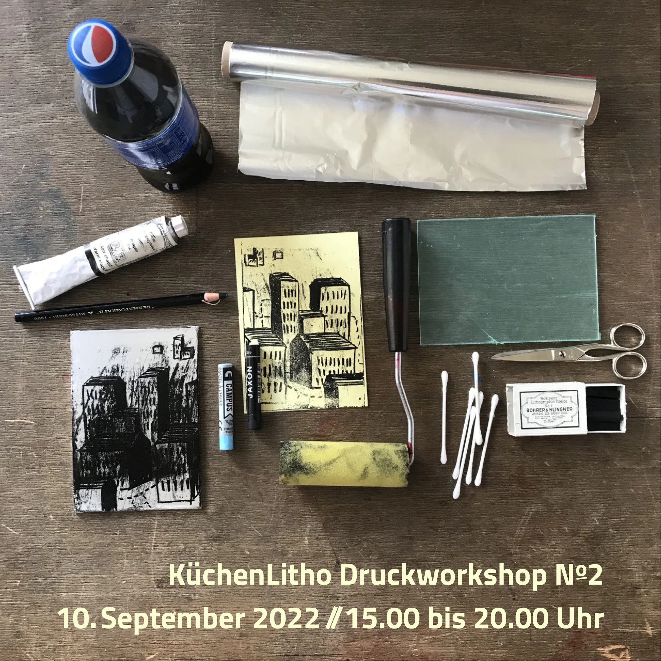 diverse Utensilien für Küchenlitho