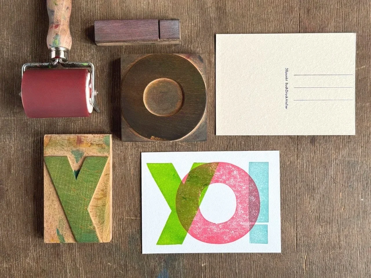 Letterpress Grußkarte YO!