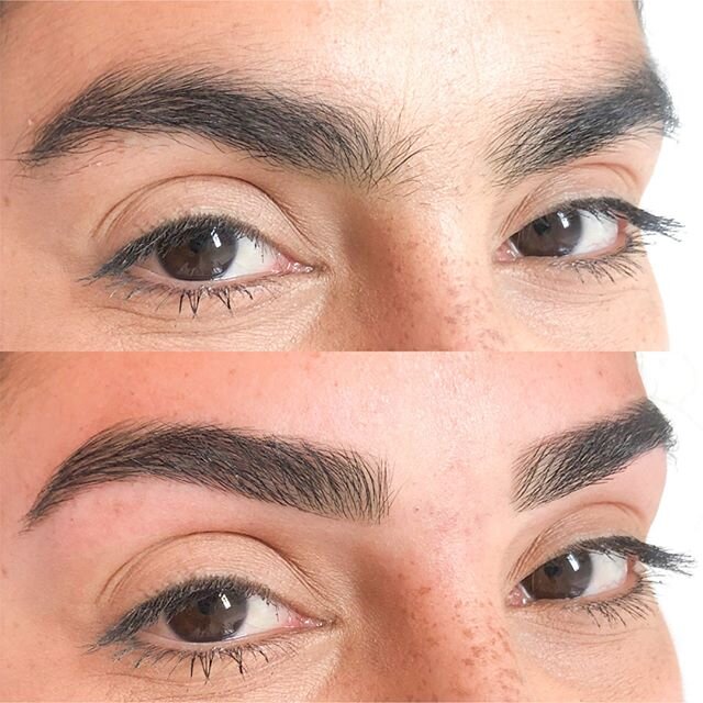 Did I mention that I&rsquo;ve been shaping brows since 19 years young?! That&rsquo;s over twenty years ago! 😱
.
Service: Brow shaping (waxing) with highlighter &amp; brow gel.  No fill in!
.
Brow gel &amp; highlighter from @bossbeauty_boutique
.
.
.