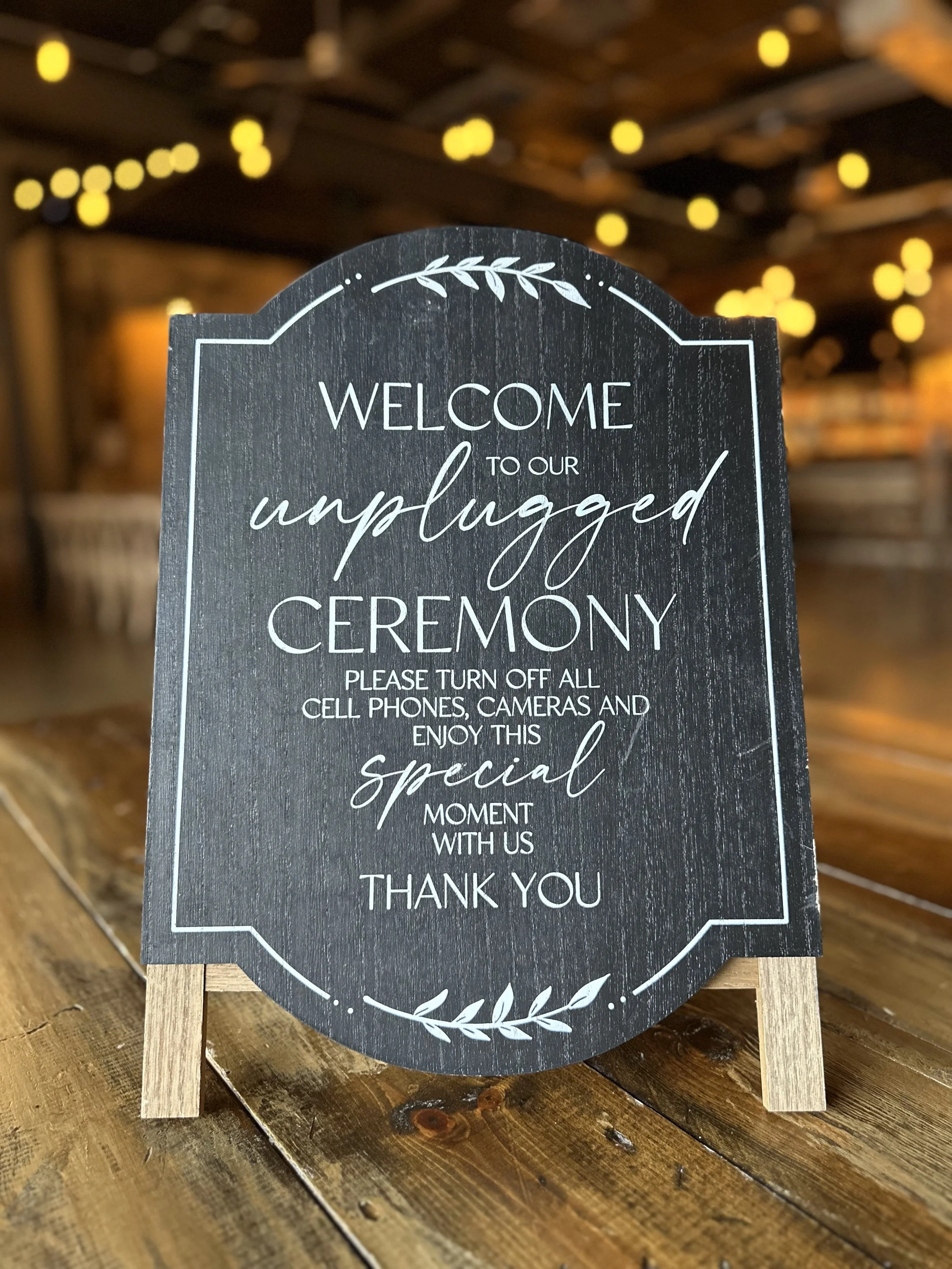 Black Unplugged Ceremony Sign