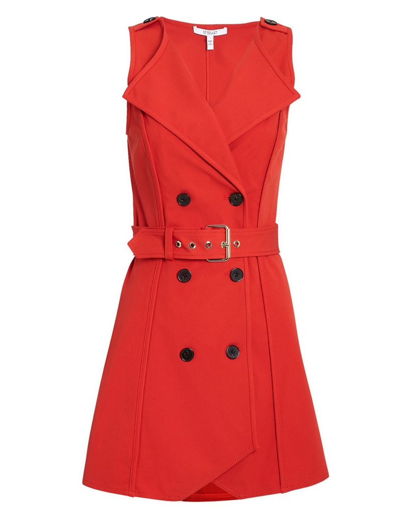 DEREK LAM 10 CROSBY BELTED RED TRENCH DRESS