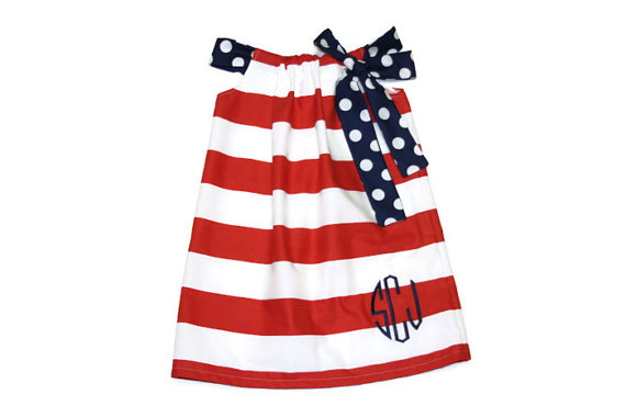 Red Patriotic Stripe Baby, Toddler &amp; Girl’s Dress