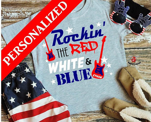 Boys Rockin’ The Red, White &amp; Blue Personalized T-Shirt