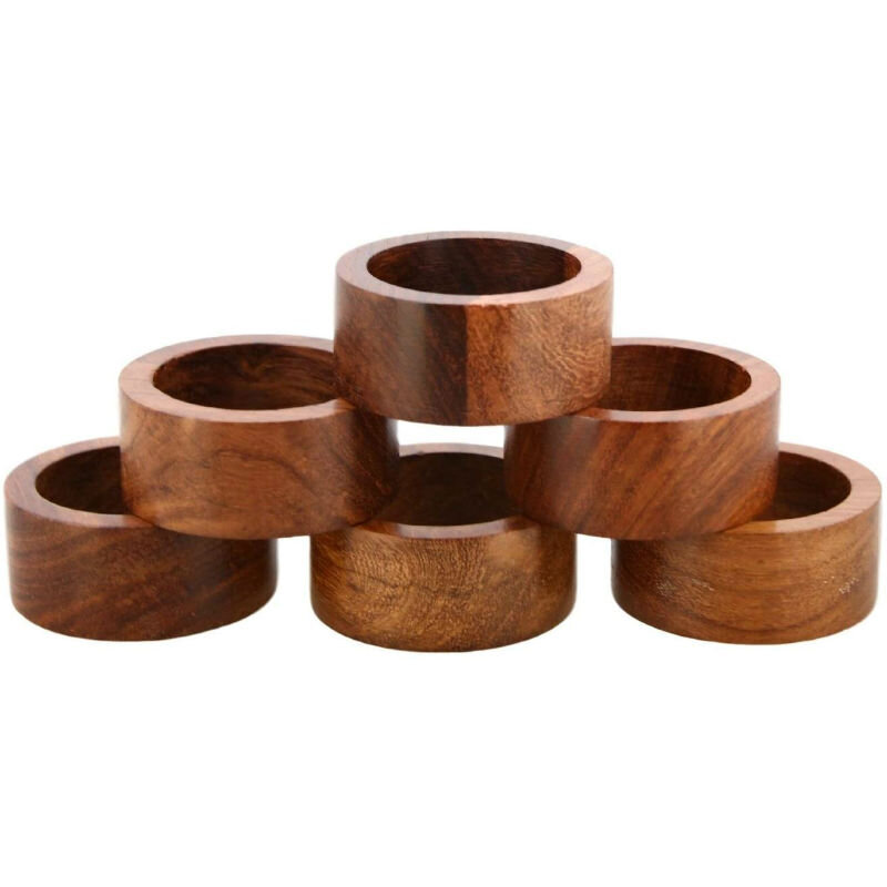 Handmade Wood Napkin Ring Set