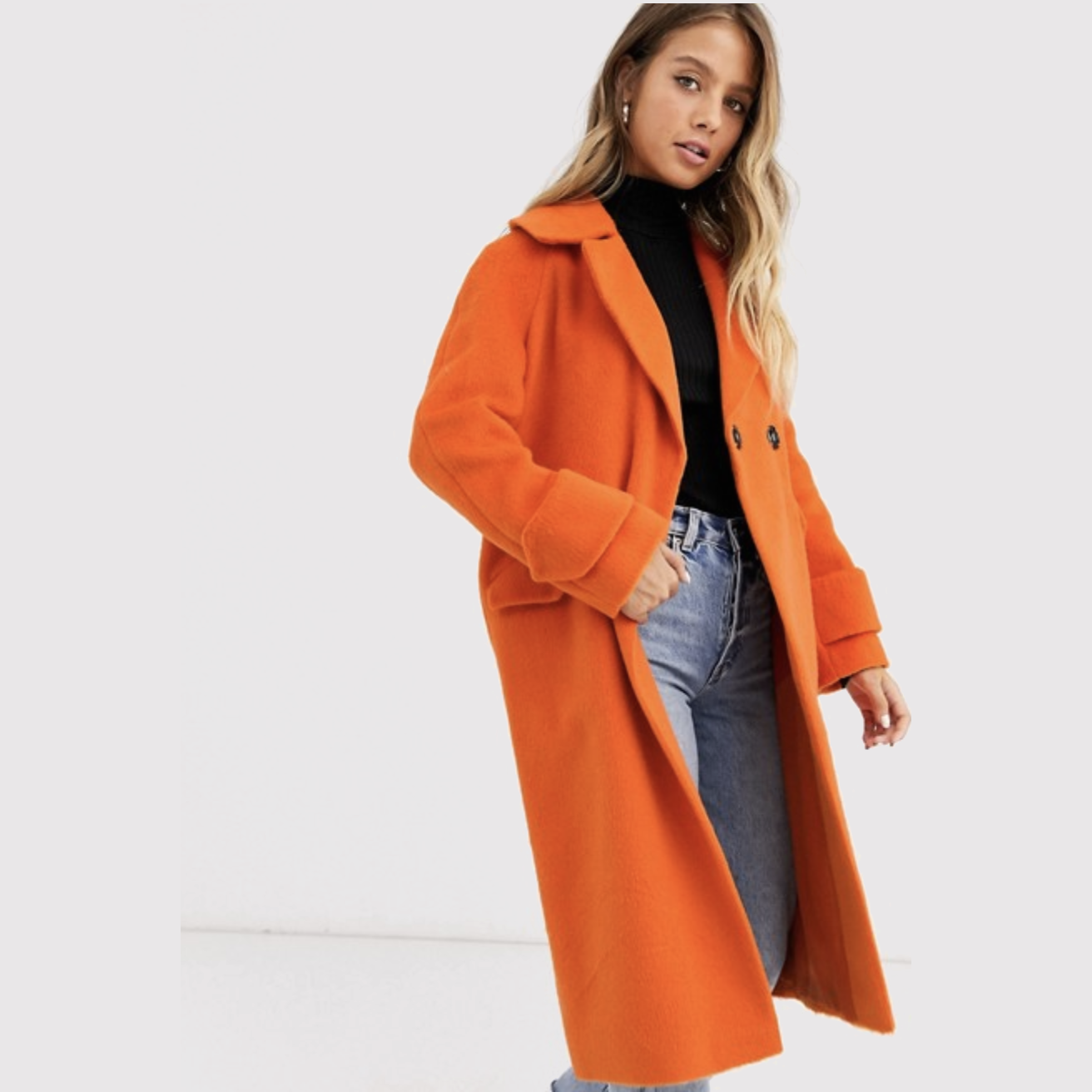 Miss Selfridge oversized coat in burnt orange