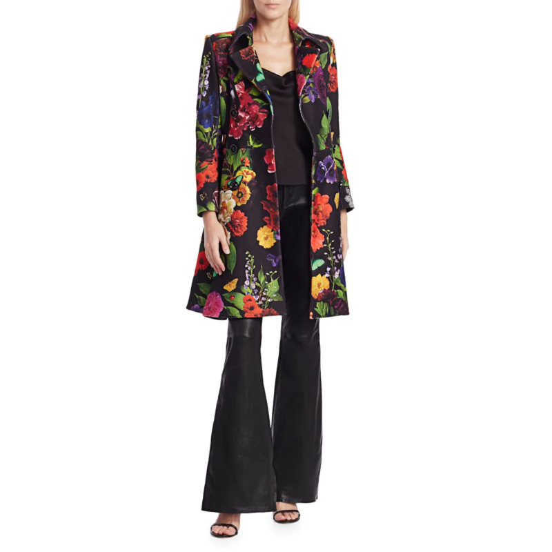 Alice + Olivia Floral Fit And Flare Coat