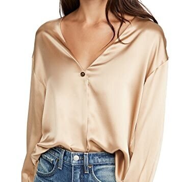 Vince V Neck Ball Button Blouse  