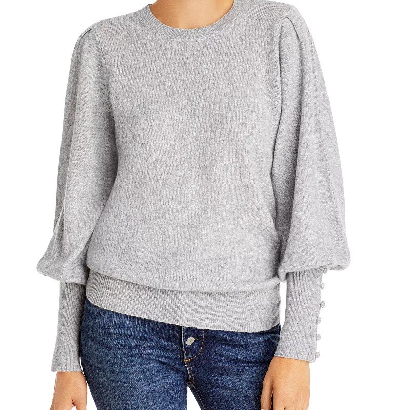 AQUA: Cashmere Balloon Sleeve Sweater