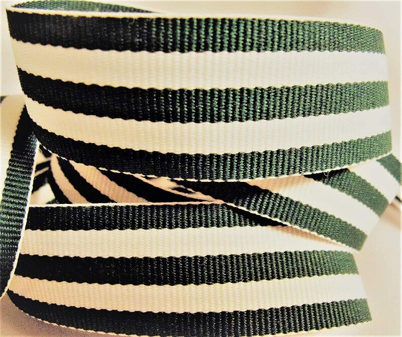 Green &amp; White Striped Ribbon