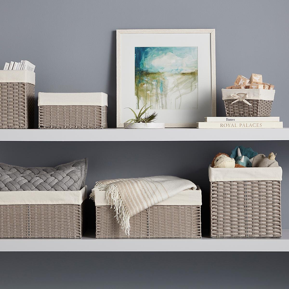 Grey Montauk Woven Rectangular Storage Bins