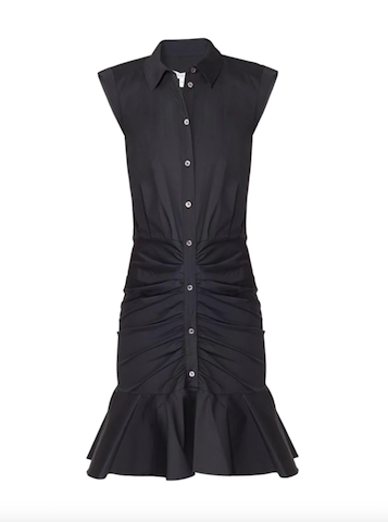 Veronica Beard Bell Button Down Ruched Shirtdress