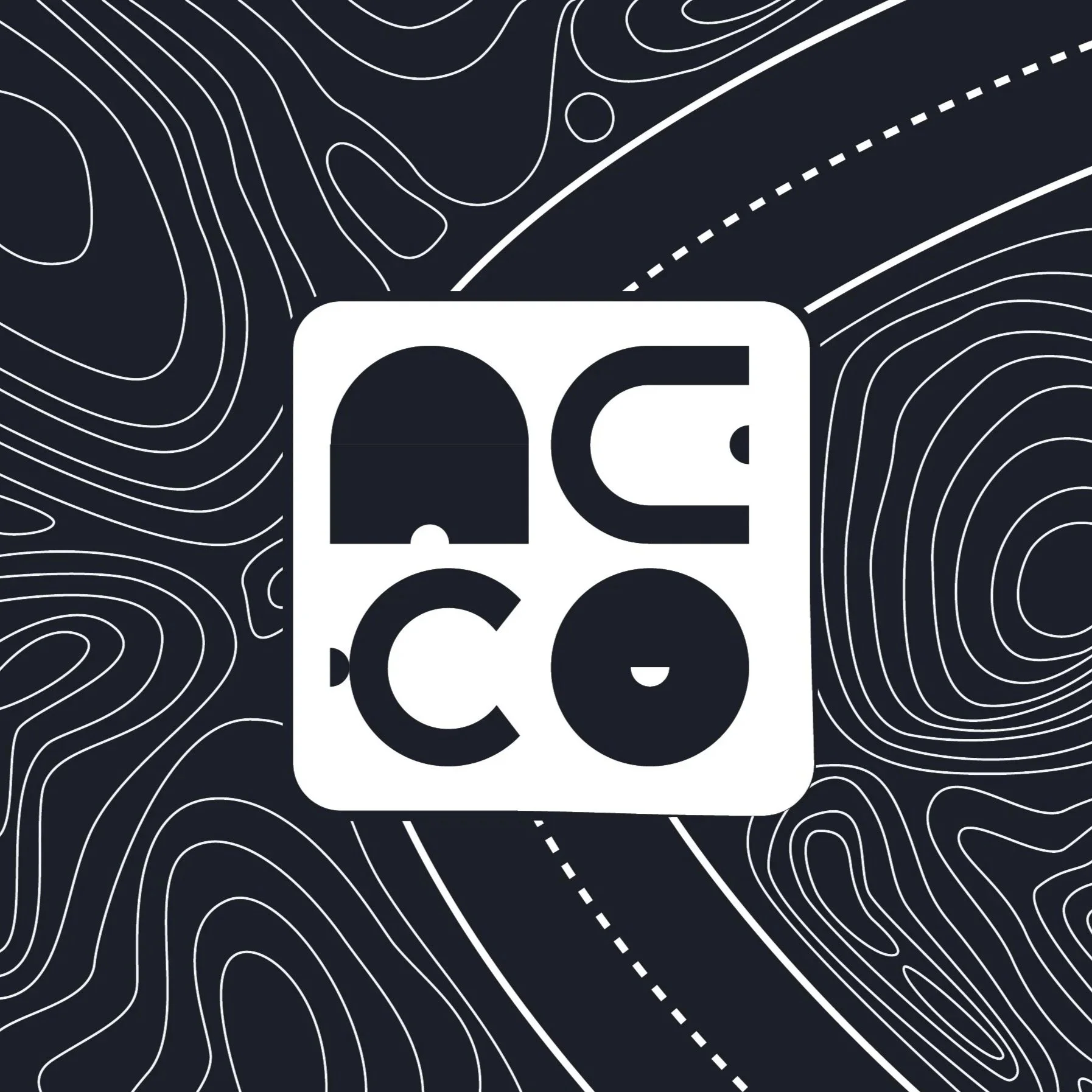 Logo noir et blanc avec le texte 'Neko' stylisé sur un fond de carte topographique.