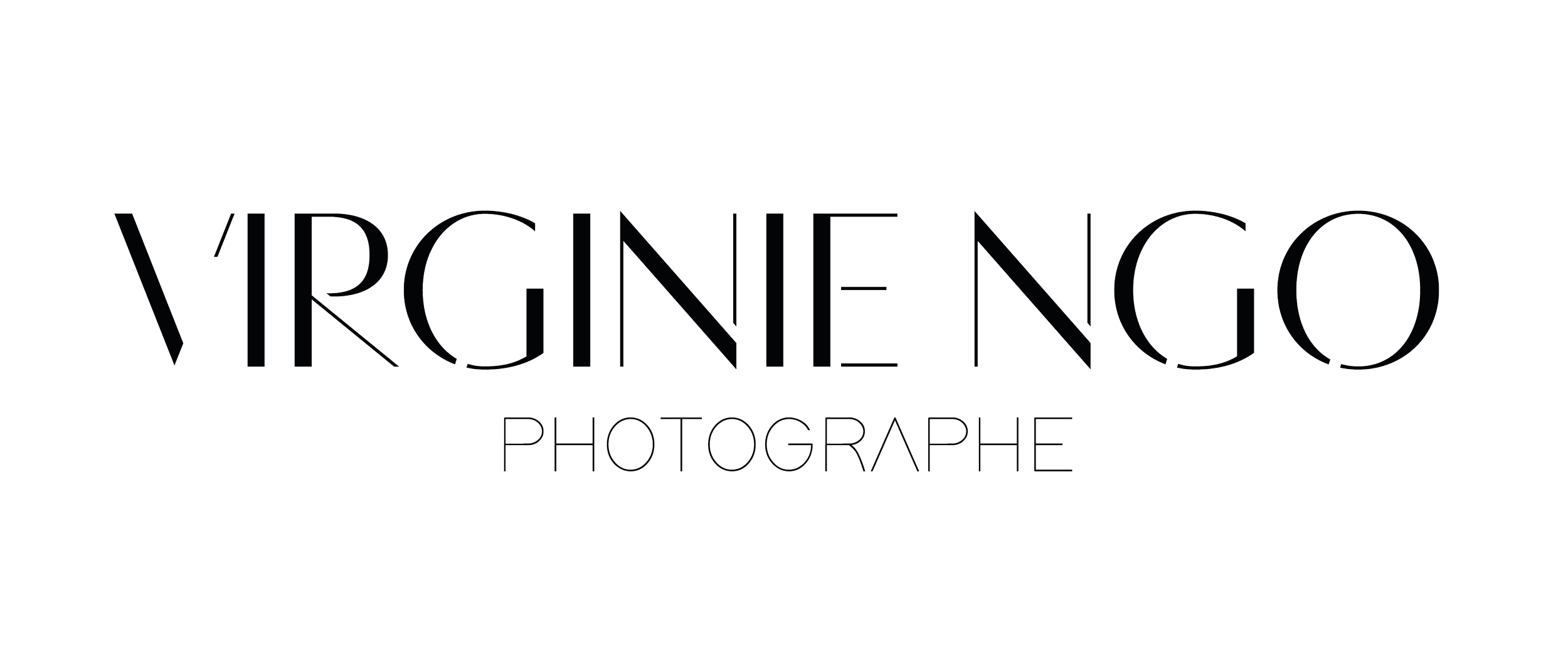Logo pour la photographe Virginie Ngo, lettres noires fines et épurées sur fond blanc.