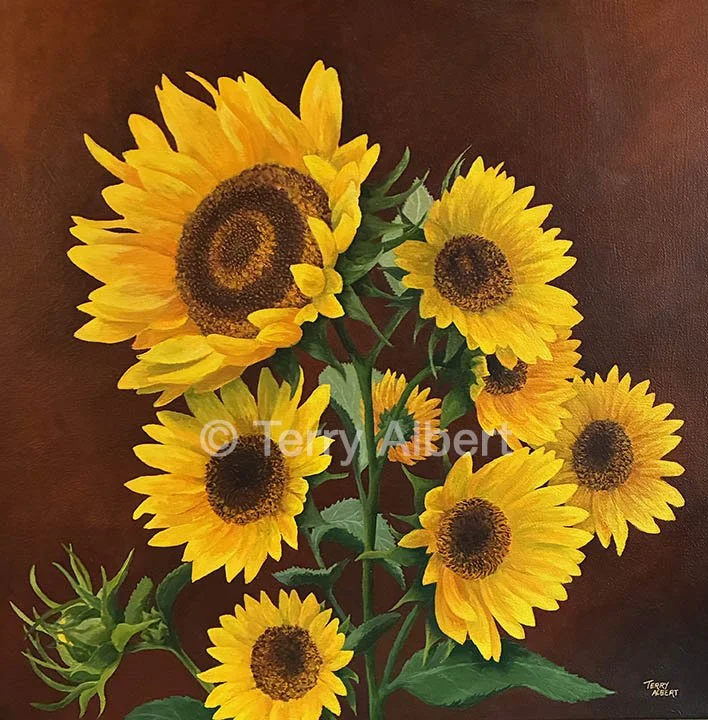 Sunflowers 20x20 acrylics on canvas