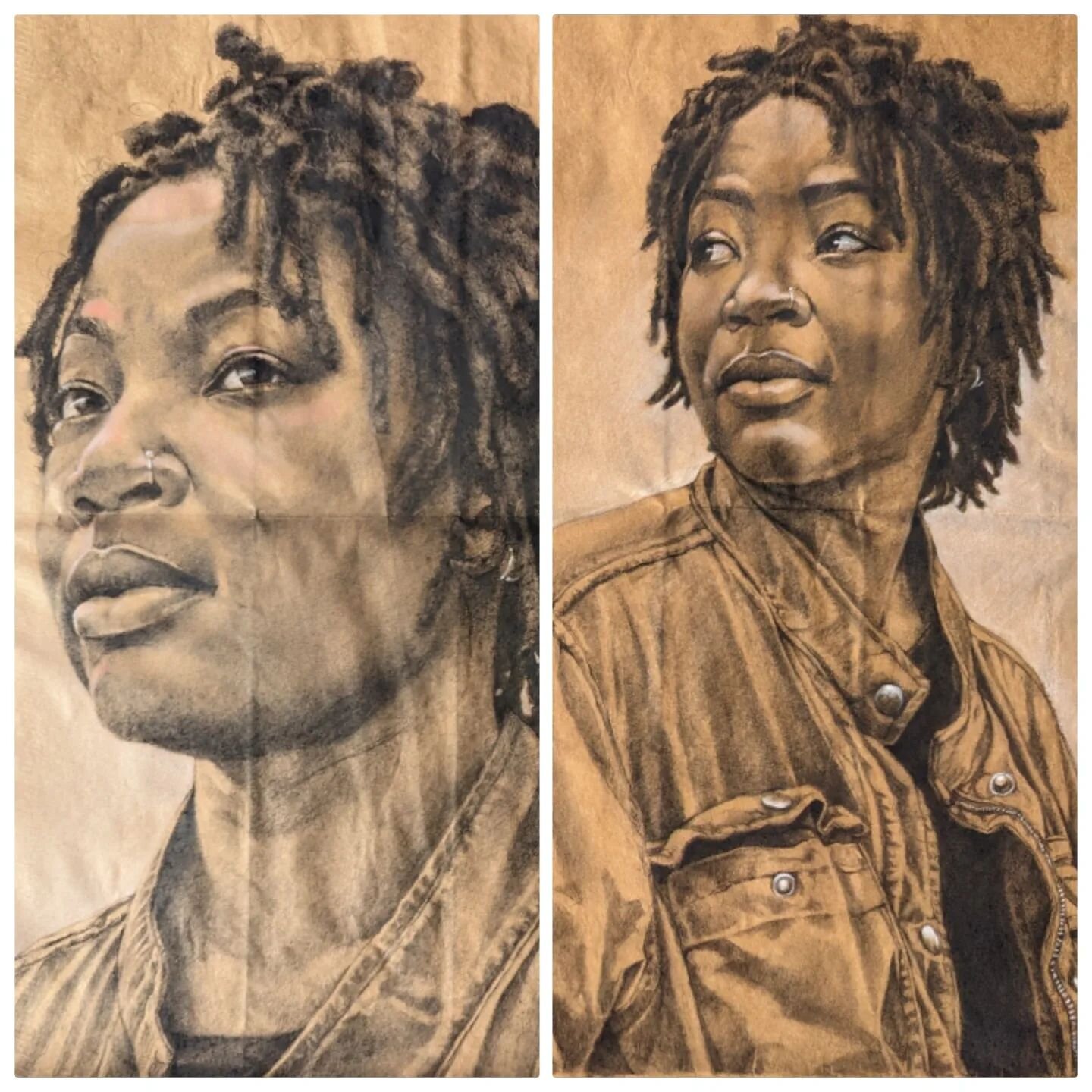 Your Opinion is Not My Problem: The Dara Baldwin Statement (Diptych)
Charcoal and Pastel on Paper Bags

THIS IS MORE THAN A TEST...

Coming to @artspacenc next month.

Nuff Said.

#passfailseries
#passfail #thisismorethanatest #paperbagtest #paperbag