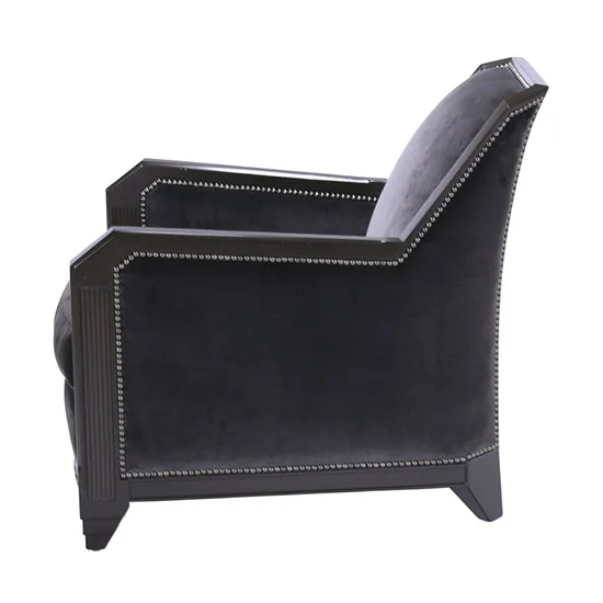 Rhoads Ebony Silk Velvet Art Deco Lounger