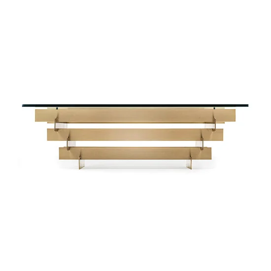 David Hicks Grand Tower Bushed Solid Brass Open Design Coffee Table