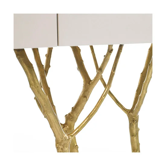 Fig Tree Branch Cast Brass Leg Two Drawer Console