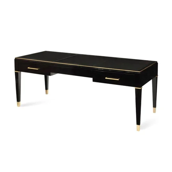 Amelia Black Lacquered Leather Top Desk