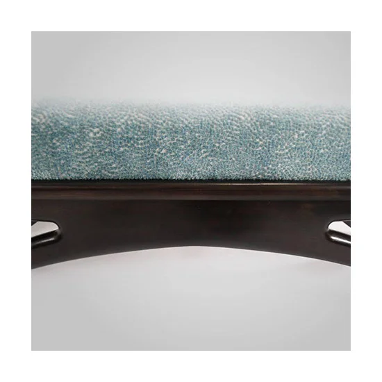 Gio Ponti Italian Convex Bench Upholstered Dark Walnut