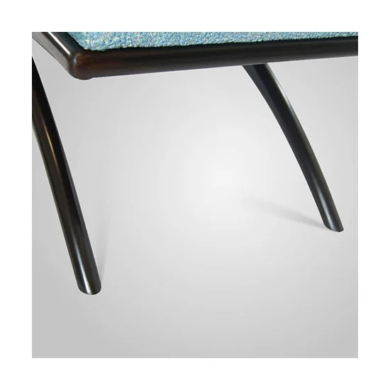 Gio Ponti Italian Convex Bench Upholstered Dark Walnut